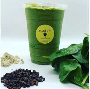 Fresh organic green smoothie from Harlow