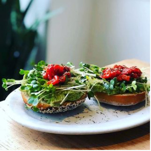 Fresh plant based bagel from Harlow