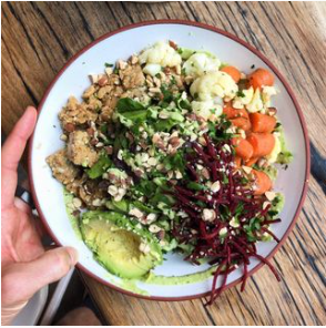 A spring veggie protein bowl from Kure